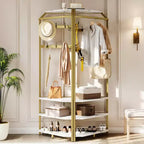 Porte-manteau d'angle avec banc à chaussures, meuble d'entrée avec 12 patères doubles, organisateur de rangement autoportant pour la maison, le bureau, la chambre et le vestiaire.