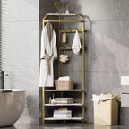 Porte-manteau d'angle avec banc à chaussures, meuble d'entrée avec 12 patères doubles, organisateur de rangement autoportant pour la maison, le bureau, la chambre et le vestiaire.
