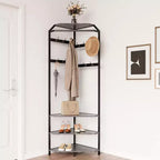Porte-manteau d'angle avec banc à chaussures, meuble d'entrée avec 12 patères doubles, organisateur de rangement autoportant pour la maison, le bureau, la chambre et le vestiaire.