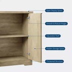Bahut cannelé avec rangement, 2/4 portes et étagère réglable, Console de bar à café moderne en bois