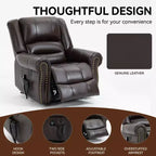 Fauteuil inclinable releveur électrique CLIHOME, avec massage chauffant, double moteur, inclinaison infinie, en cuir véritable, mécanisme de mouvement robuste avec ports USB