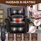 Fauteuil inclinable releveur électrique CLIHOME, avec massage chauffant, double moteur, inclinaison infinie, en cuir véritable, mécanisme de mouvement robuste avec ports USB