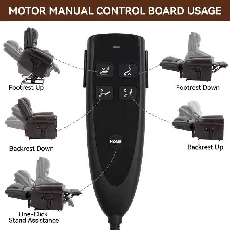 Fauteuil inclinable releveur électrique CLIHOME, avec massage chauffant, double moteur, inclinaison infinie, en cuir véritable, mécanisme de mouvement robuste avec ports USB