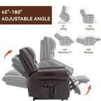 Fauteuil inclinable releveur électrique CLIHOME, avec massage chauffant, double moteur, inclinaison infinie, en cuir véritable, mécanisme de mouvement robuste avec ports USB
