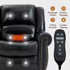 Fauteuil inclinable releveur électrique CLIHOME, avec massage chauffant, double moteur, inclinaison infinie, en cuir véritable, mécanisme de mouvement robuste avec ports USB