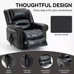 Fauteuil inclinable releveur électrique CLIHOME, avec massage chauffant, double moteur, inclinaison infinie, en cuir véritable, mécanisme de mouvement robuste avec ports USB