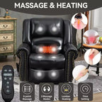 Fauteuil inclinable releveur électrique CLIHOME, avec massage chauffant, double moteur, inclinaison infinie, en cuir véritable, mécanisme de mouvement robuste avec ports USB