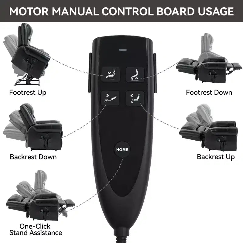 Fauteuil inclinable releveur électrique CLIHOME, avec massage chauffant, double moteur, inclinaison infinie, en cuir véritable, mécanisme de mouvement robuste avec ports USB
