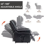 Fauteuil inclinable releveur électrique CLIHOME, avec massage chauffant, double moteur, inclinaison infinie, en cuir véritable, mécanisme de mouvement robuste avec ports USB