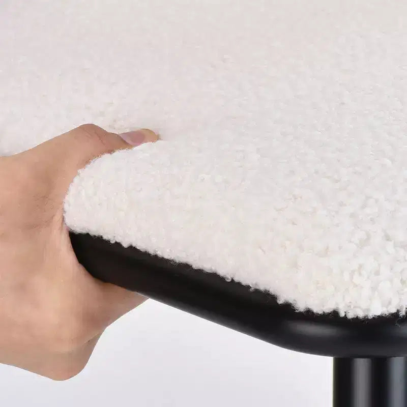 PexFix Lot de 2 chaises de salle à manger modernes du milieu du siècle, chaises de cuisine avec dossier en rotin et cadre en métal, chaises d'appoint rembourrées en tissu bouclé, blanc