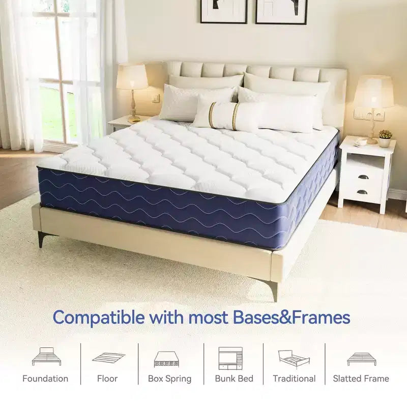Matelas Hybride Swedrea Fermeté Moyenne Refroidissant en Mousse à Mémoire de Forme Livré en Boîte Noir