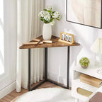 Étagère d'angle VECELO, étagères triangulaires, table d'appoint avec cadre en métal pour salon, petits espaces, marron/gris