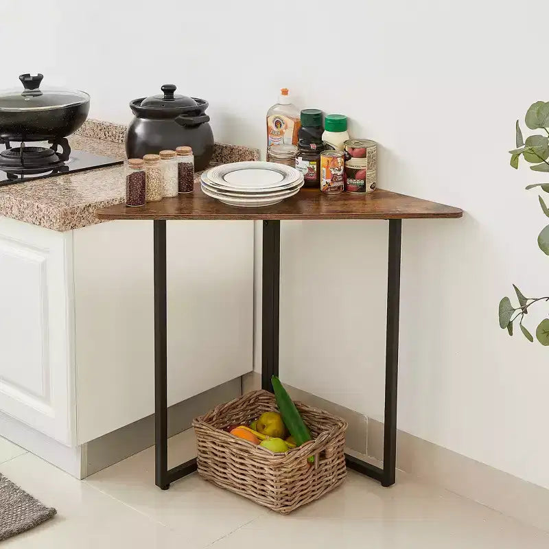 Étagère d'angle VECELO, étagères triangulaires, table d'appoint avec cadre en métal pour salon, petits espaces, marron/gris