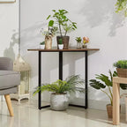 Étagère d'angle VECELO, étagères triangulaires, table d'appoint avec cadre en métal pour salon, petits espaces, marron/gris