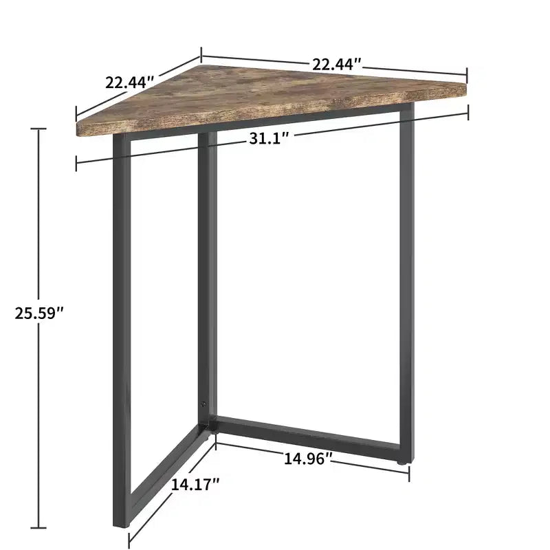 Étagère d'angle VECELO, étagères triangulaires, table d'appoint avec cadre en métal pour salon, petits espaces, marron/gris