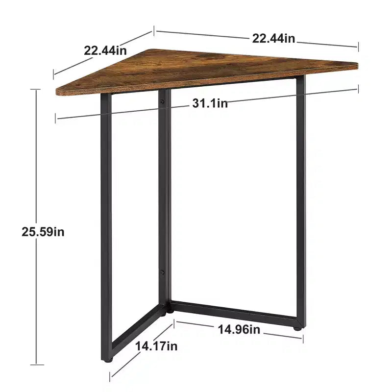 Étagère d'angle VECELO, étagères triangulaires, table d'appoint avec cadre en métal pour salon, petits espaces, marron/gris