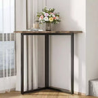 Étagère d'angle VECELO, étagères triangulaires, table d'appoint avec cadre en métal pour salon, petits espaces, marron/gris