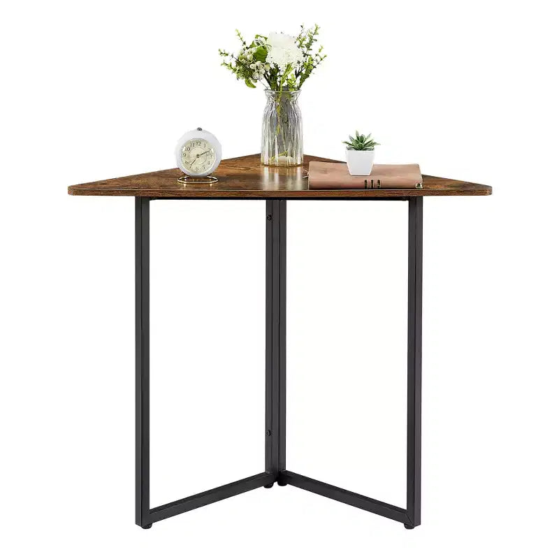 Étagère d'angle VECELO, étagères triangulaires, table d'appoint avec cadre en métal pour salon, petits espaces, marron/gris
