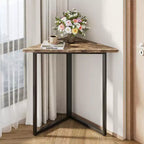 Étagère d'angle VECELO, étagères triangulaires, table d'appoint avec cadre en métal pour salon, petits espaces, marron/gris