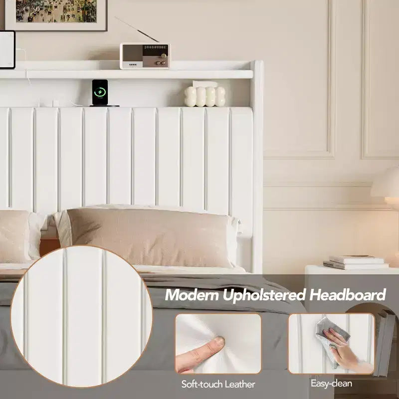 Cadre de lit flottant GustoWave, avec lumières LED et station de charge