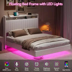 Cadre de lit flottant GustoWave, avec lumières LED et station de charge