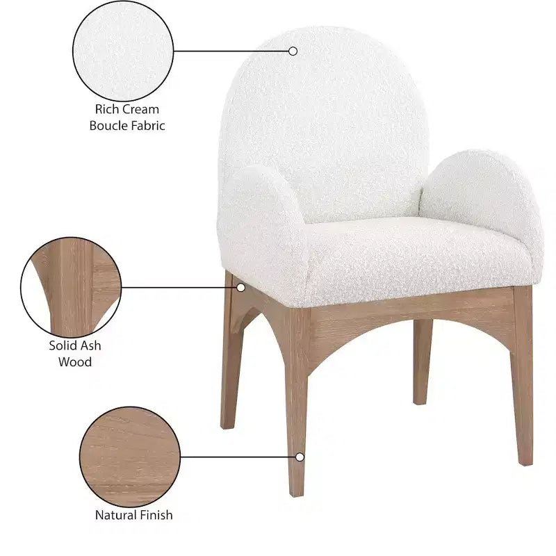 Meridian Furniture, Chaise de salle à manger Waldorf en tissu bouclé