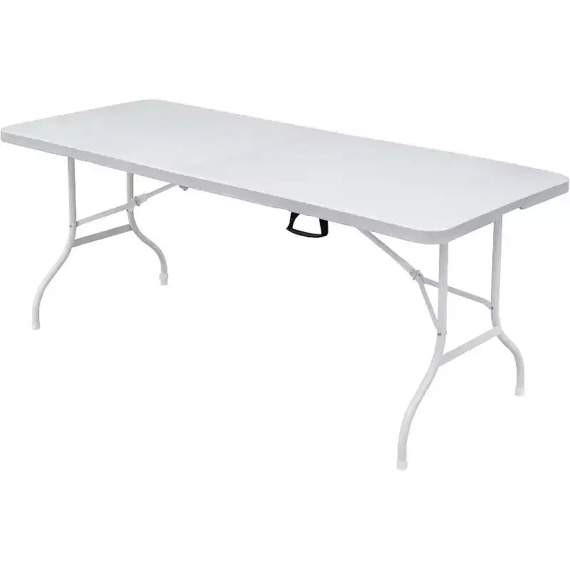 Table pliante en plastique, table pliable portable avec pieds en fer, poignée de transport, table dépliante rectangulaire d'extérieur pour le dîner, le pique-nique, la fête