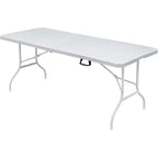 Table pliante en plastique, table pliable portable avec pieds en fer, poignée de transport, table dépliante rectangulaire d'extérieur pour le dîner, le pique-nique, la fête