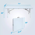Table pliante en plastique, table pliable portable avec pieds en fer, poignée de transport, table dépliante rectangulaire d'extérieur pour le dîner, le pique-nique, la fête