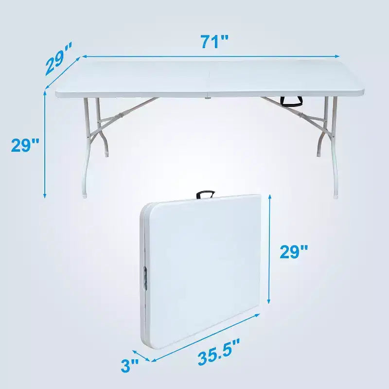 Table pliante en plastique, table pliable portable avec pieds en fer, poignée de transport, table dépliante rectangulaire d'extérieur pour le dîner, le pique-nique, la fête