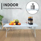 Table pliante en plastique, table pliable portable avec pieds en fer, poignée de transport, table dépliante rectangulaire d'extérieur pour le dîner, le pique-nique, la fête