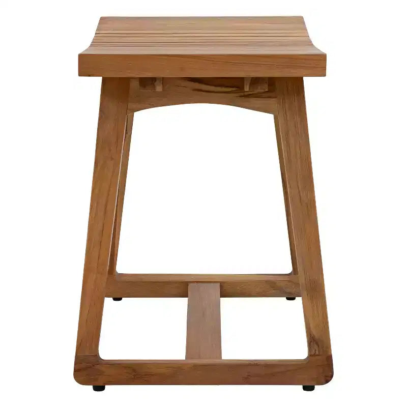 Sunnydaze Banc de douche en bois de teck massif 19 po au design incurvé ergonomique