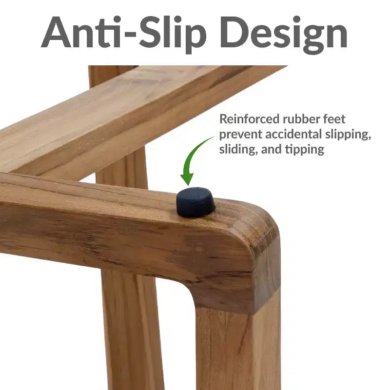 Sunnydaze Banc de douche en bois de teck massif 19 po au design incurvé ergonomique