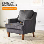 Fauteuil d'appoint moderne du milieu du siècle VINGLI, fauteuil rembourré noir, fauteuil de lecture confortable