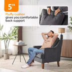 Fauteuil d'appoint moderne du milieu du siècle VINGLI, fauteuil rembourré noir, fauteuil de lecture confortable