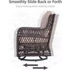 Acekool Ensemble de 3 Fauteuils à Bascule Pivotants - Rotin Extérieur avec Table d'Appoint