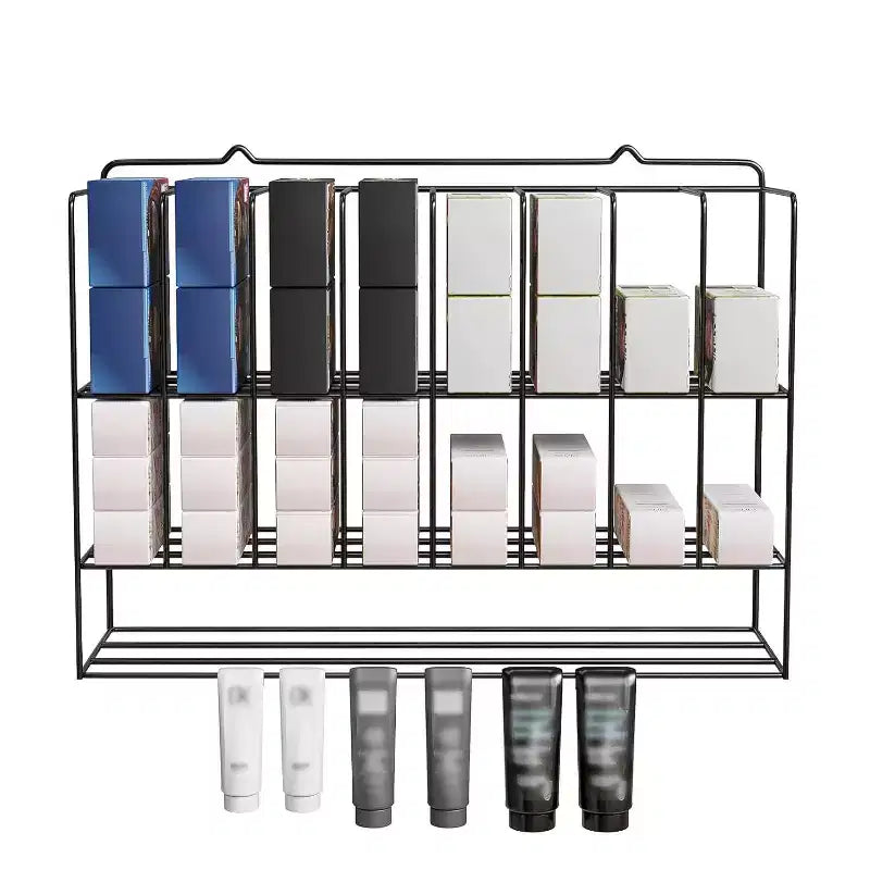Organisateur de teinture capillaire, présentoir mural en métal à 2 niveaux pour tubes de teinture capillaire, argent