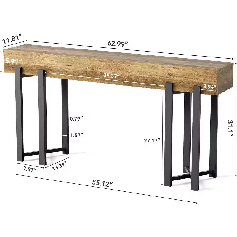 Lantine 63 Console Table pour Entrée, Table Industrielle Derrière Canapé, Table de Canapé Minimaliste pour Salon, Couloir