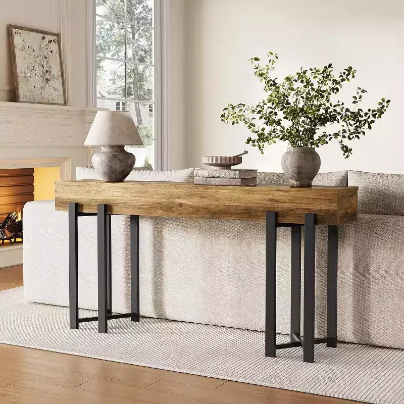 Lantine 63 Console Table pour Entrée, Table Industrielle Derrière Canapé, Table de Canapé Minimaliste pour Salon, Couloir