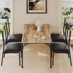 Ensemble table et 4-6 chaises de salle à manger – Table de cuisine avec banc rembourré, compact pour petits espaces, couleur bois clair