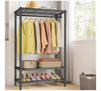 Portant à vêtements, Portant à vêtements robuste avec étagères avec 2 étagères et 1 tringle de suspension, Organisateur de placard portable en métal autoportant