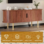 Meuble TV, console TV moderne avec compartiment de rangement et porte coulissante, centre de divertissement de jeu avec armoire pour salon, chambre à coucher