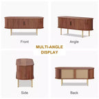 Meuble TV, console TV moderne avec compartiment de rangement et porte coulissante, centre de divertissement de jeu avec armoire pour salon, chambre à coucher
