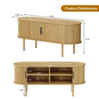 Meuble TV, console TV moderne avec compartiment de rangement et porte coulissante, centre de divertissement de jeu avec armoire pour salon, chambre à coucher