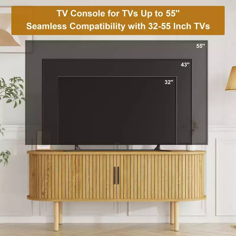 Meuble TV, console TV moderne avec compartiment de rangement et porte coulissante, centre de divertissement de jeu avec armoire pour salon, chambre à coucher