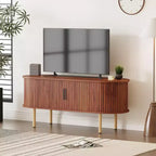 Meuble TV, console TV moderne avec compartiment de rangement et porte coulissante, centre de divertissement de jeu avec armoire pour salon, chambre à coucher