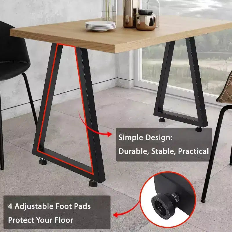 Pieds de table en métal noir, lot de 2, style industriel pour tables à manger, tables basses, support durable et moderne pour la maison et le bureau