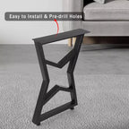 Pieds de table en métal noir, lot de 2, style industriel pour tables à manger, tables basses, support durable et moderne pour la maison et le bureau