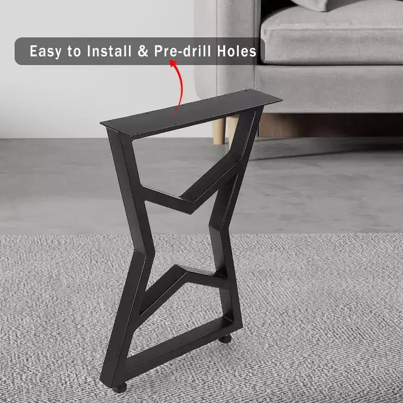 Pieds de table en métal noir, lot de 2, style industriel pour tables à manger, tables basses, support durable et moderne pour la maison et le bureau