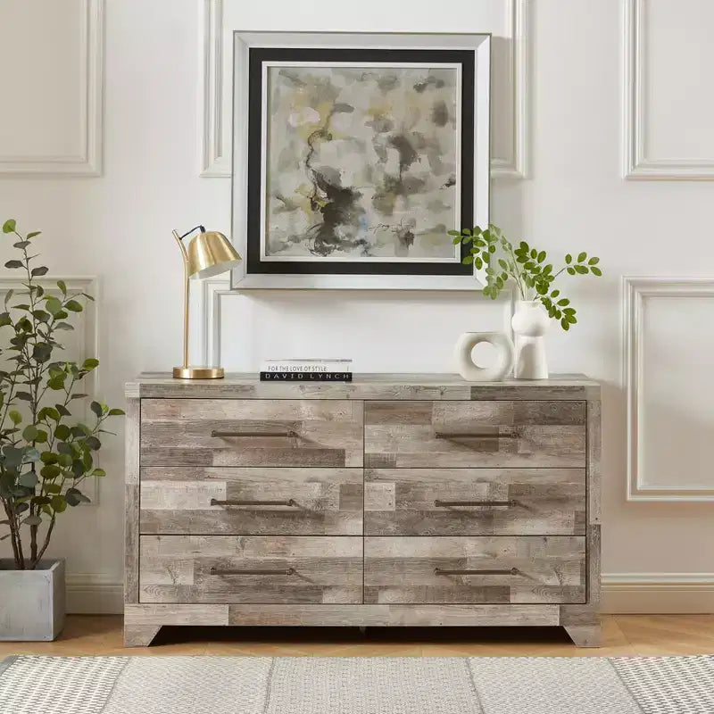 Commode Probe Hues Modern à 6 tiroirs, Grand meuble de rangement pour chambre, salon, entrée
